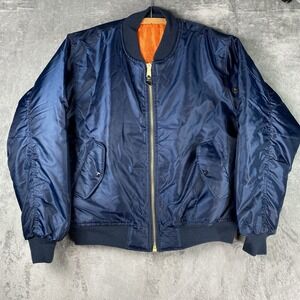 Rothco MA-1 Bomber Jacket Mens XL Navy Blue Orange Reversible Flight Full Zip